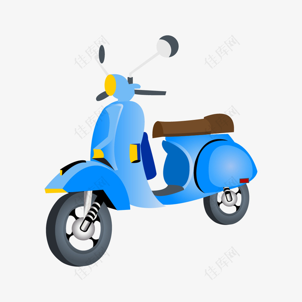 矢量简约蓝色电动车摩托车