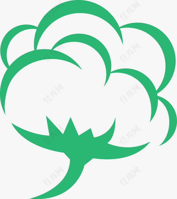 绿色卡通棉花花朵图