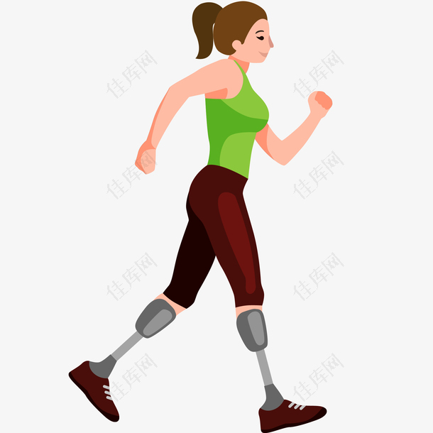 女残疾运动员锻炼插画