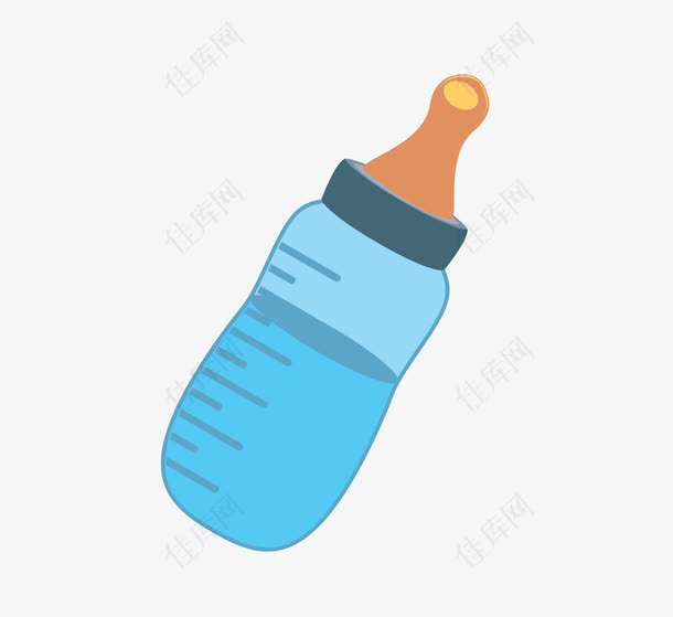 蓝色的婴儿奶瓶png素材