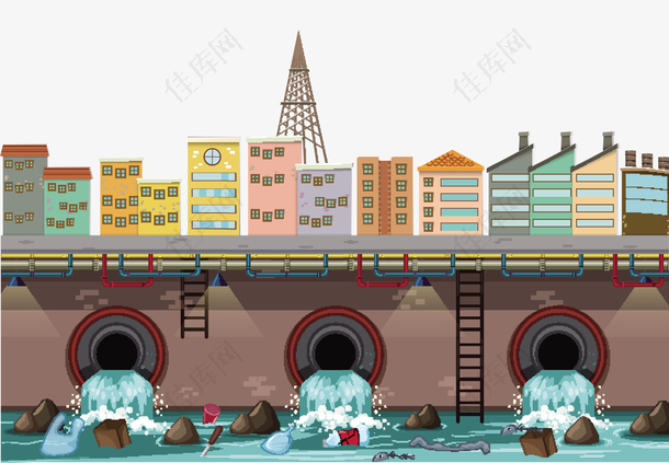 矢量城市污水排放