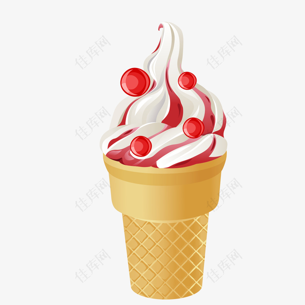 黄白红色卡通冰淇淋