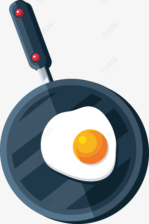 做饭煎蛋插画设计