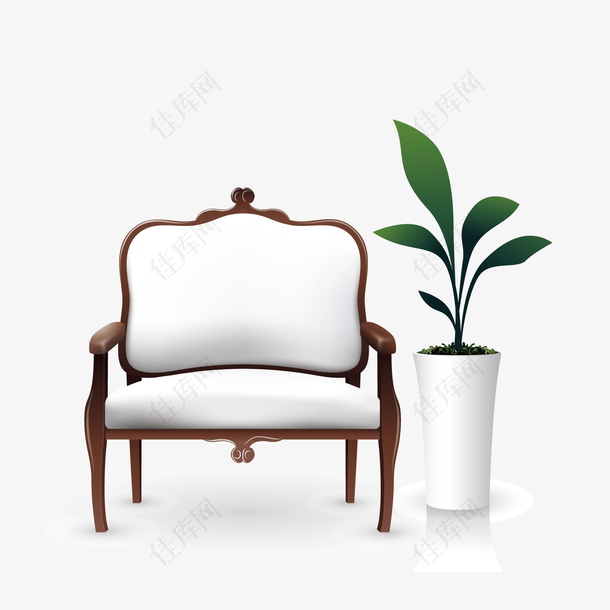 椅子和盆栽