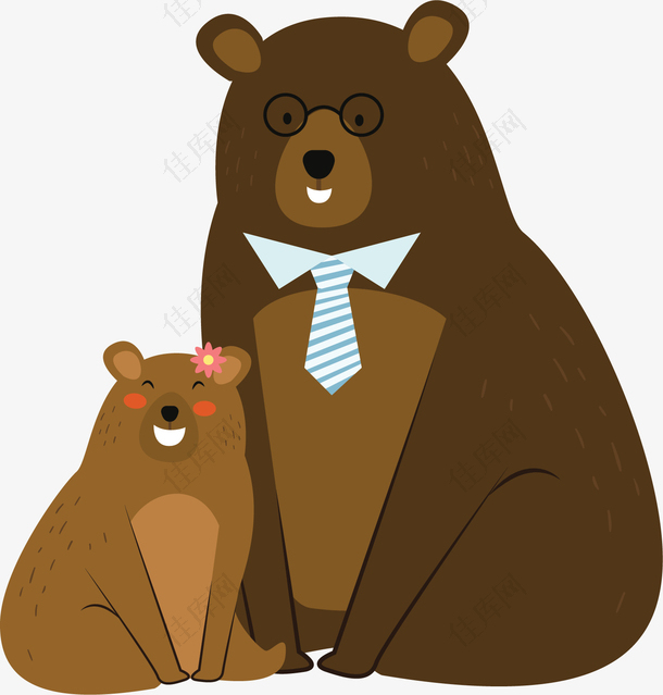 棕色可爱小熊父子