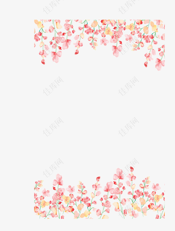 精美手绘粉红花丛