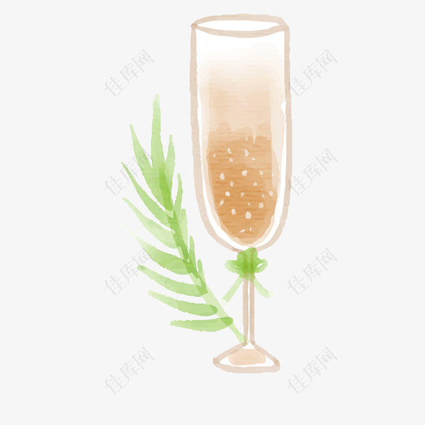 水彩手绘香槟酒杯设计