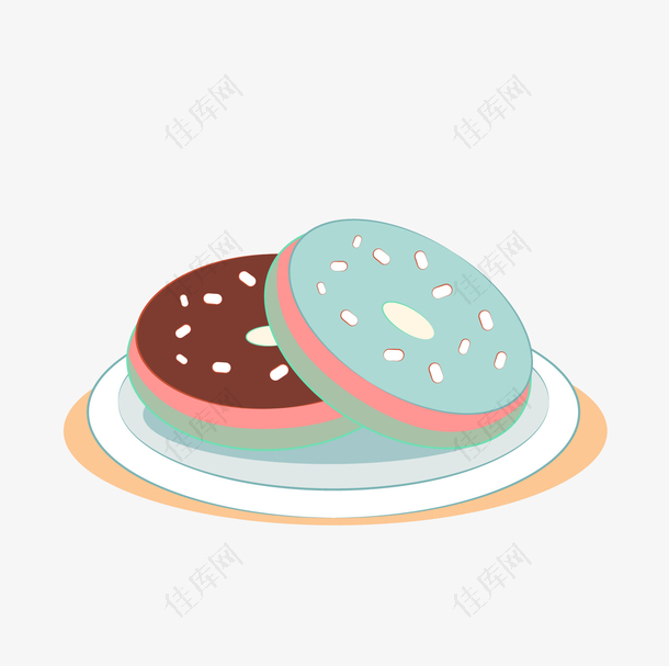 卡通甜甜圈食物矢量图