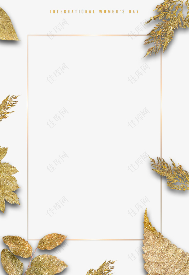 中国风金色树叶装饰边框