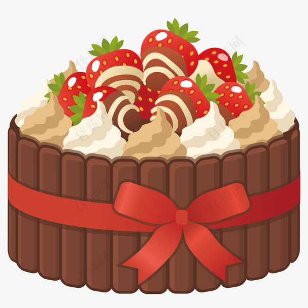 矢量巧克力草莓蛋糕