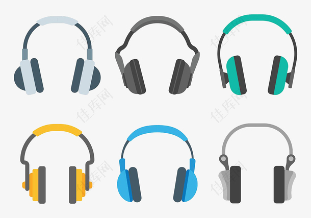 多色游戏耳机装饰图