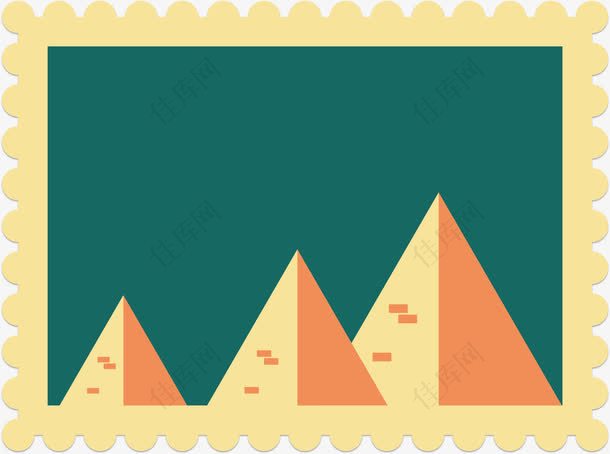 卡通旅游城市邮票埃及金字塔素材