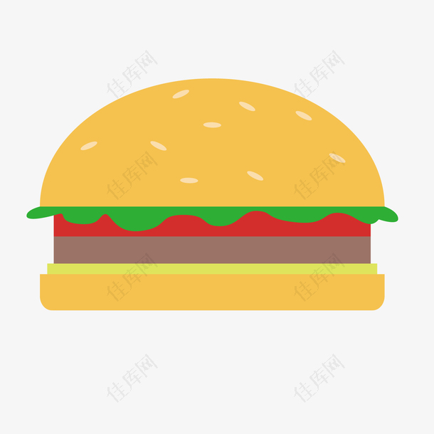 彩色圆弧扁平化汉堡元素
