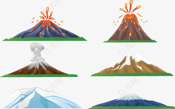 卡通火山爆发集