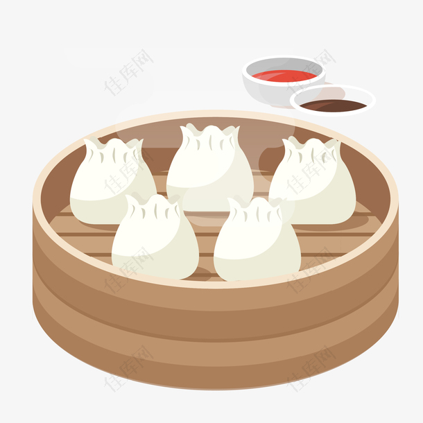 小笼包美食中华传统矢量