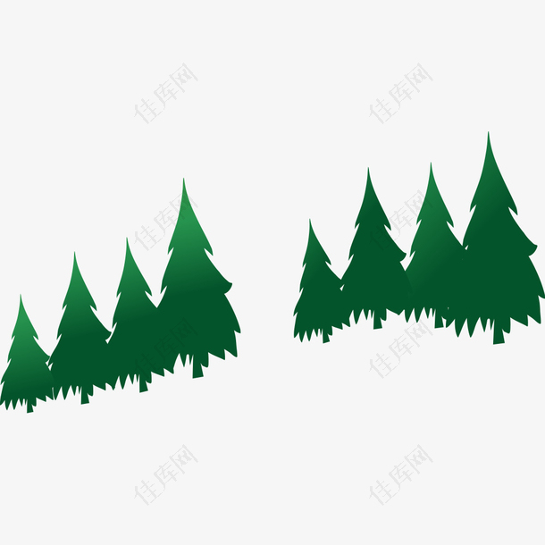 手绘清新自然树林矢量素材