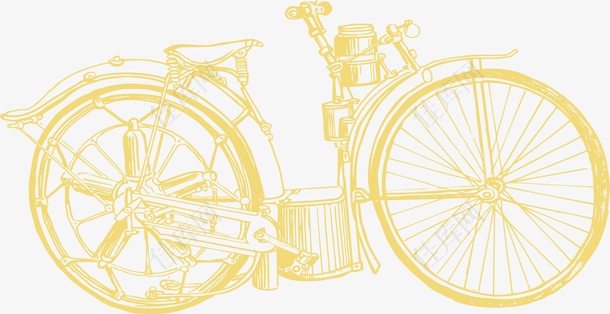 矢量手绘复古蒸汽动力朋克自行车