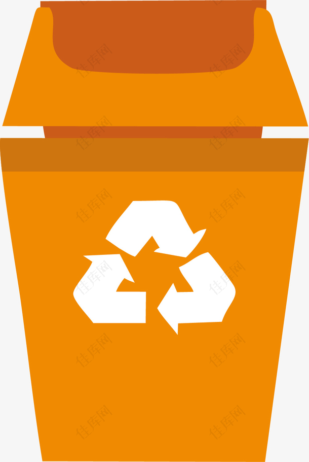 橘黄色矢量卡通回收垃圾箱