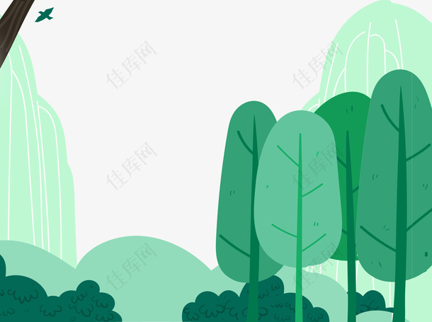 春天绿树装饰插画素材