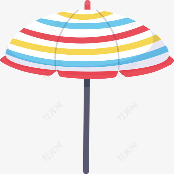 夏天休闲彩色遮阳伞卡通矢量素材