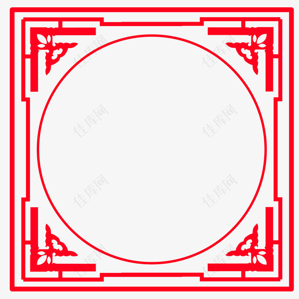 矢量中国风红色边框元素