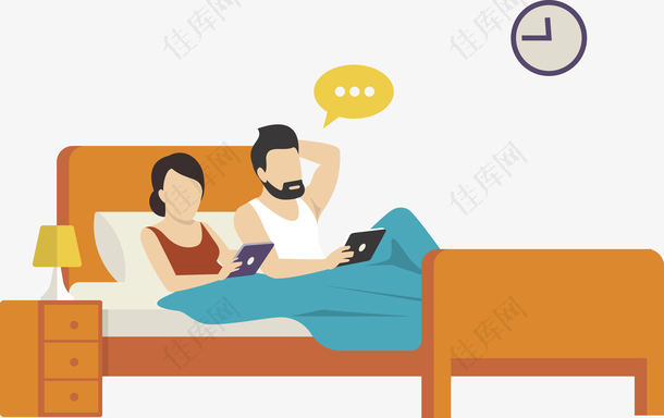 在床上玩手机的两个人