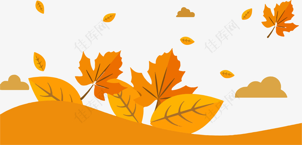 秋季手绘枫叶落叶装饰图案