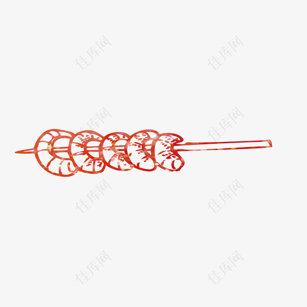卡通小龙虾烤串设计素材