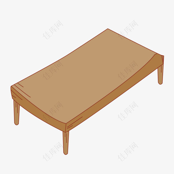 矢量卡通长形棕色桌子