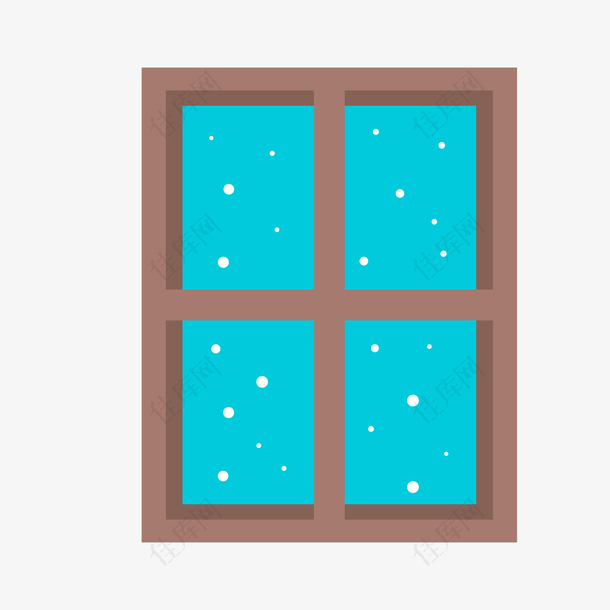 灰蓝色窗户外的雪花