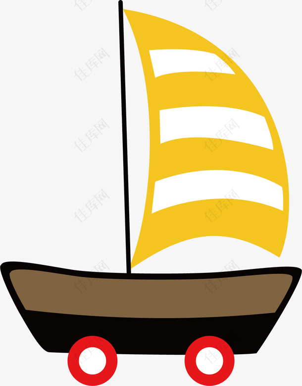 矢量图黄色船帆帆船
