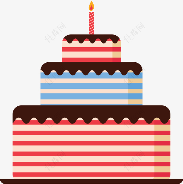 彩色条纹生日蛋糕