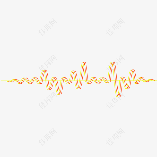 黄色曲折的声波线矢量素材