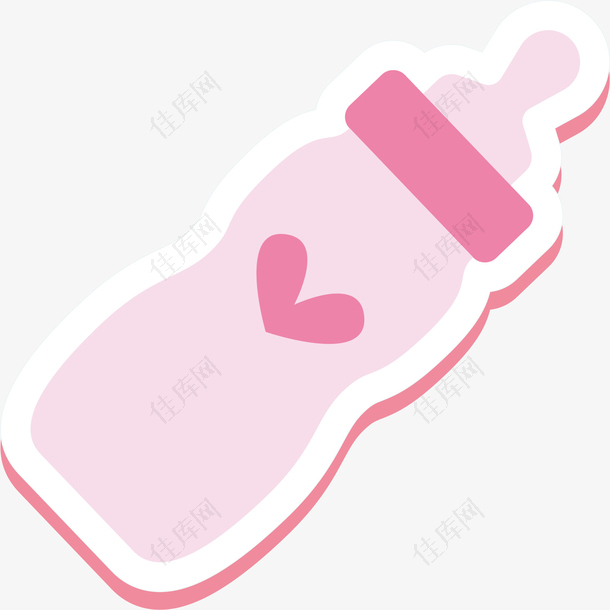 矢量图粉红色的奶瓶