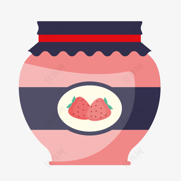 草莓酱罐子设计矢量图