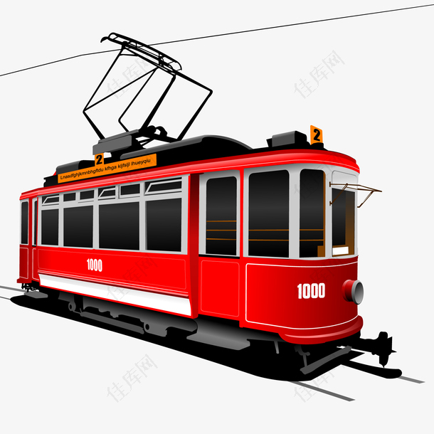 卡通红色的电车设计