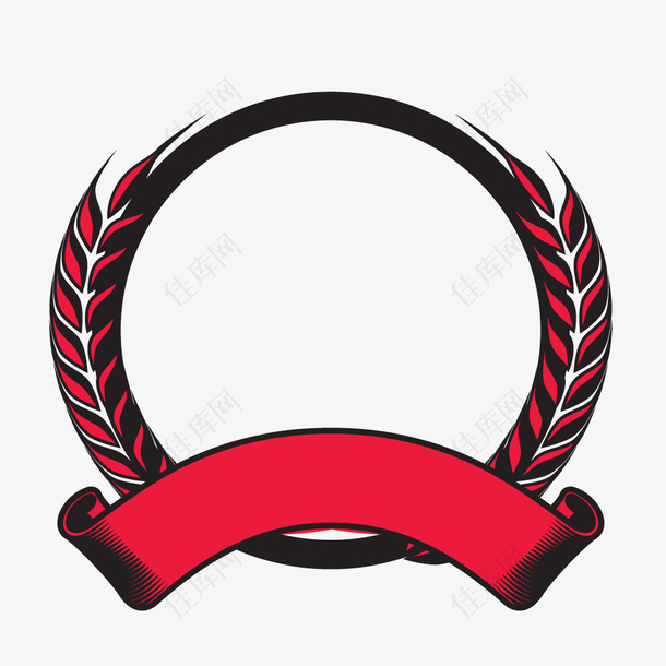 红色麦穗圆环装饰