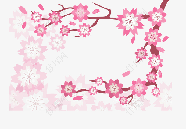 粉红樱花装饰边框