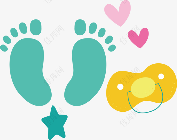 奶嘴绿色脚丫卡通可爱婴儿用品设