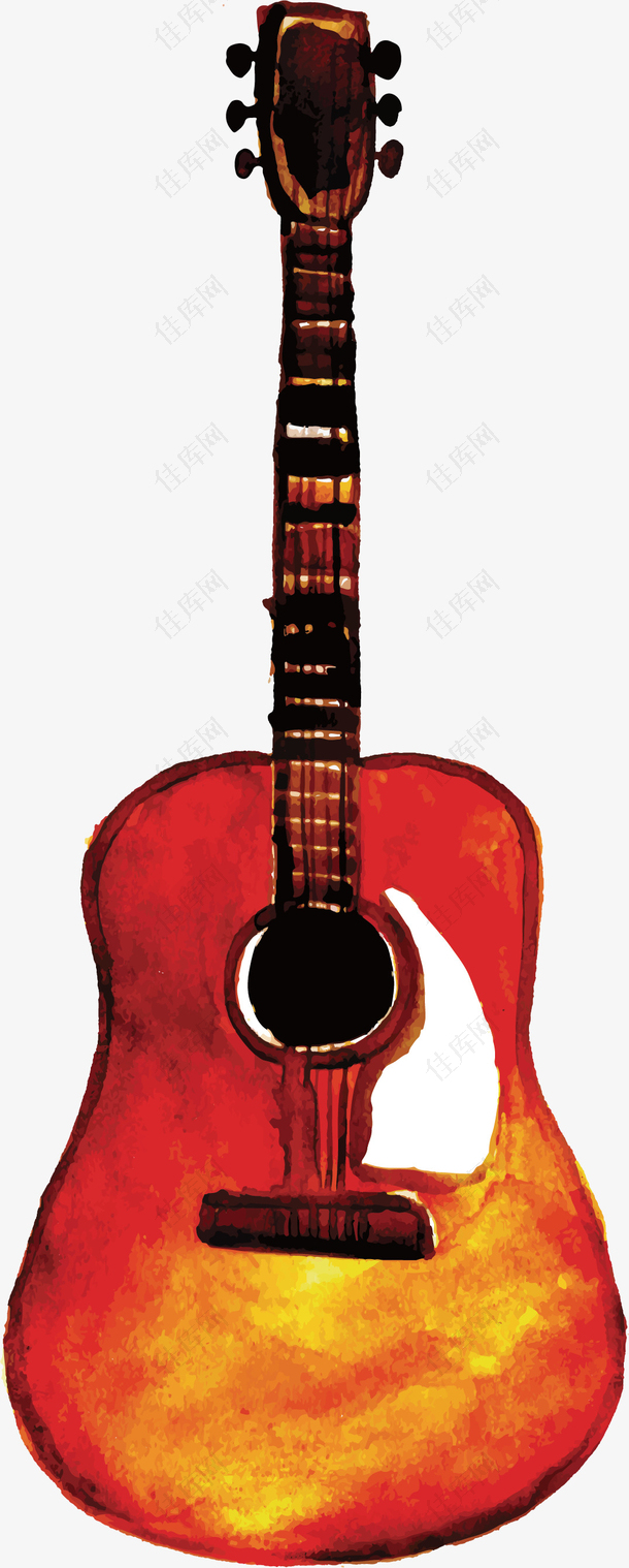 水彩手绘古典吉他