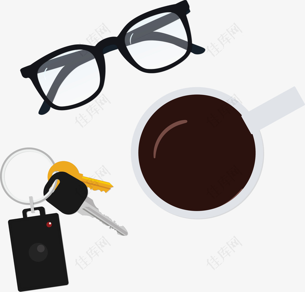 车钥匙眼镜咖啡杯