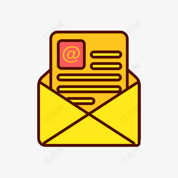 黄色手绘圆角邮件元素