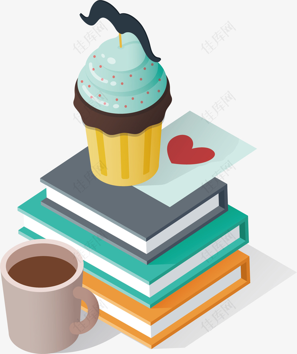 杯子蛋糕和书本