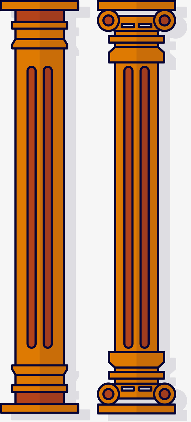 线条凹槽矢量罗马柱