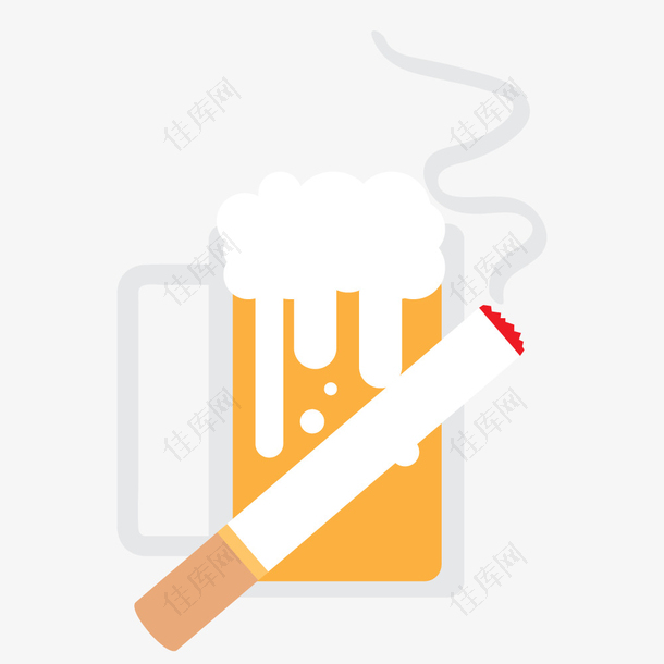 卡通矢量香烟啤酒图片