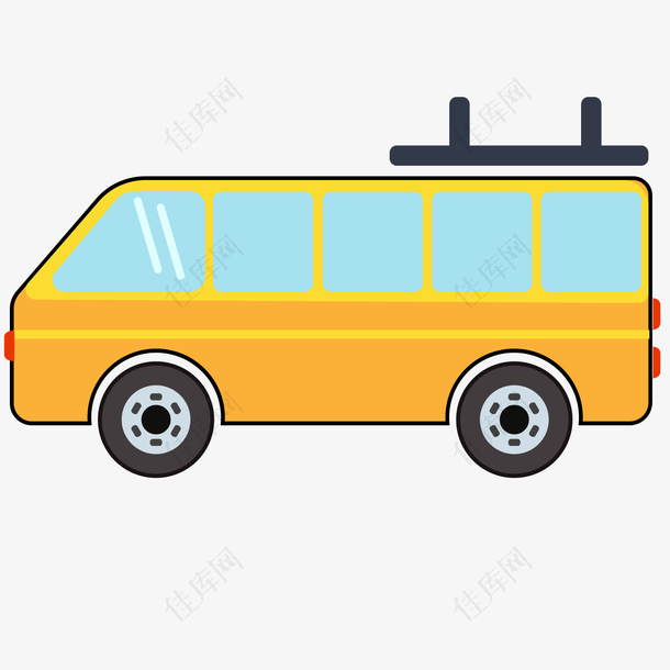 黄色大巴车交通类图标