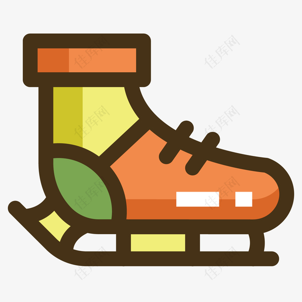 彩色手绘滑冰鞋元素