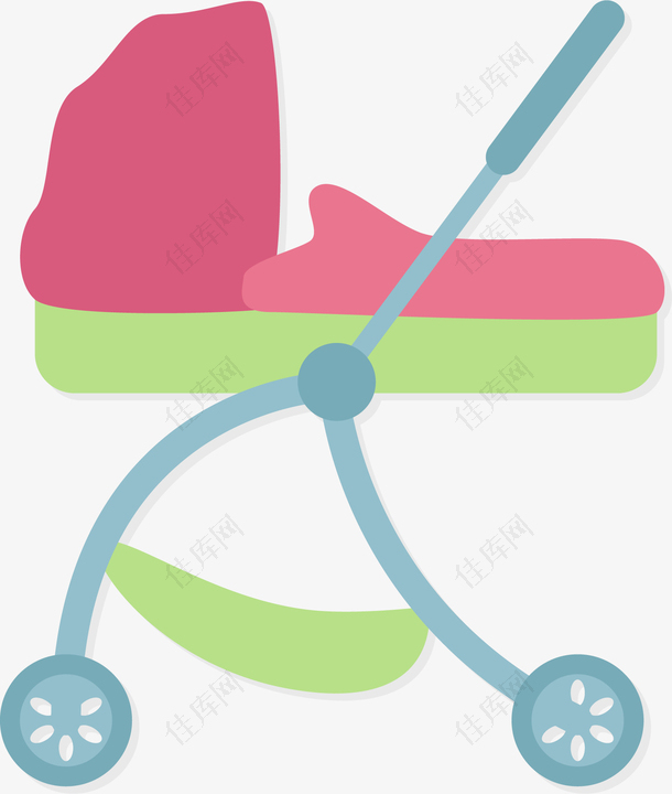 彩色婴儿推车可爱卡通婴儿矢量素