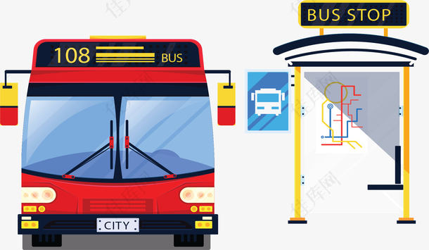 红蓝色城市公交车
