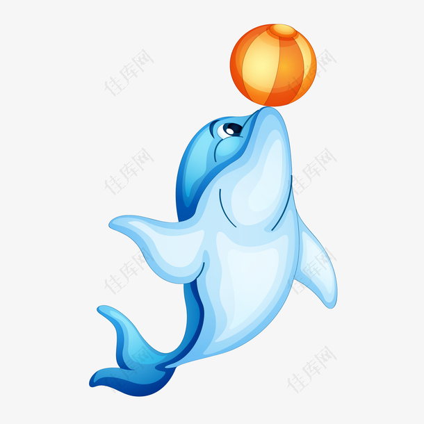 顶皮球的海豚设计矢量图